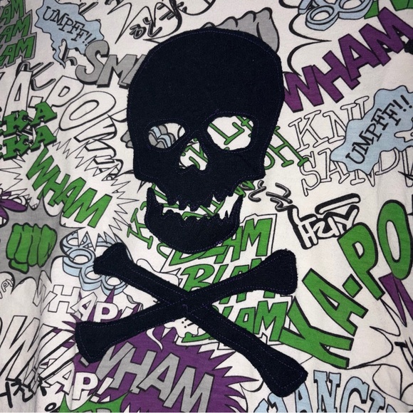 RAW BLUE LADY Graffiti/Comic Vintage Y2K Skull Baby Tee - Picture 2 of 7